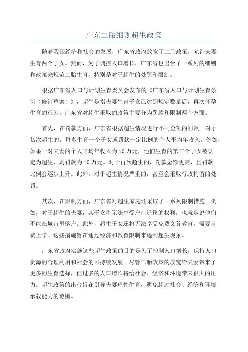 广东二胎细则超生政策