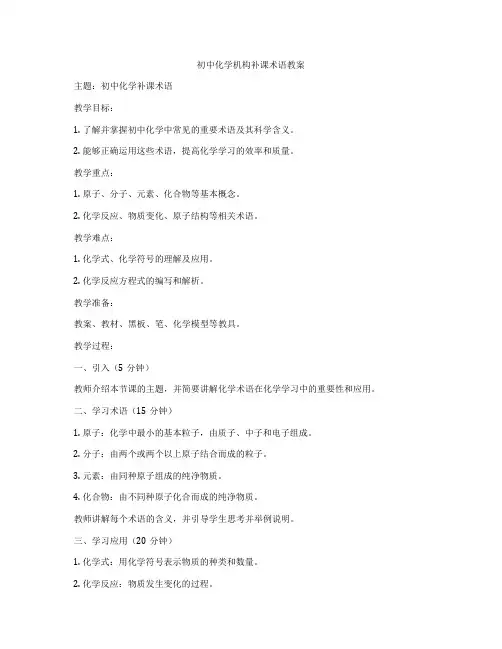 初中化学机构补课术语教案