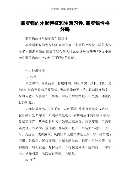 暹罗猫的外形特征和生活习性,暹罗猫性格好吗