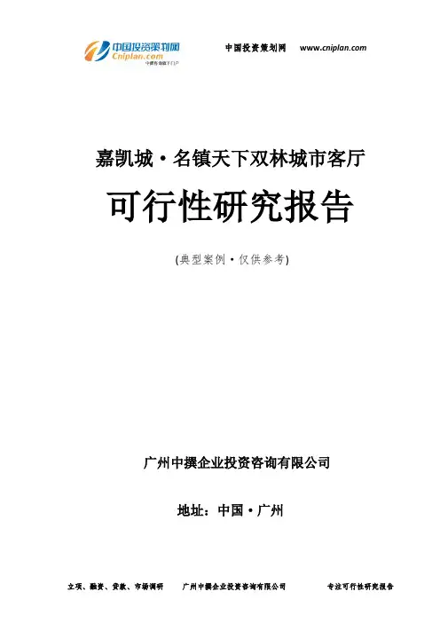 嘉凯城·名镇天下双林城市客厅可行性研究报告-广州中撰咨询