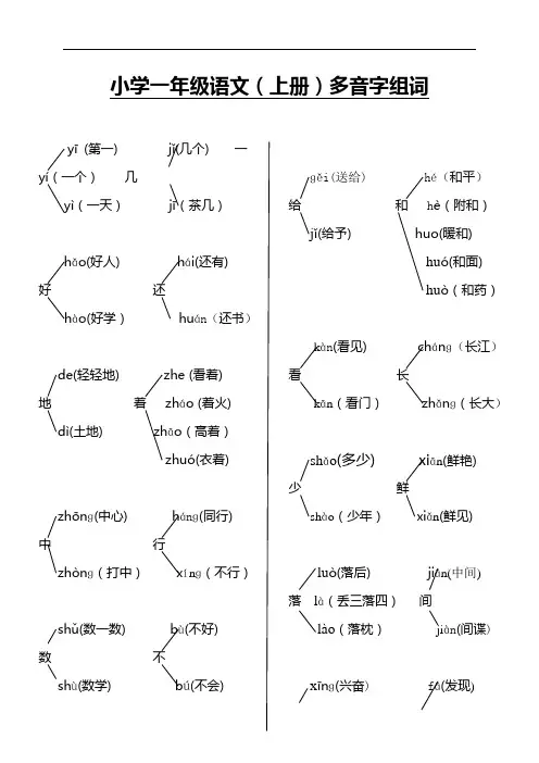 最新小学一年级语文(上册)多音字组词