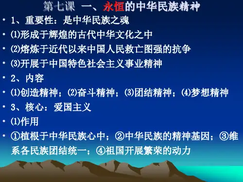 高中思想政治永恒的中华民族精神PPT优秀课件