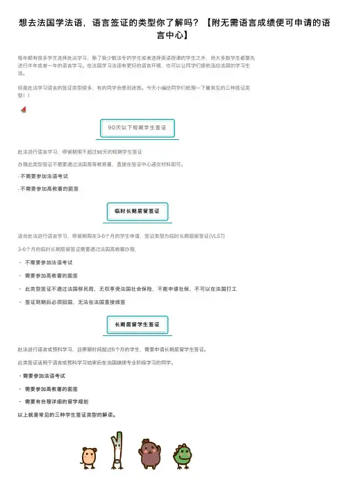 想去法国学法语，语言签证的类型你了解吗？【附无需语言成绩便可申请的语言中心】
