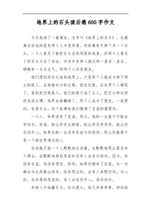 地界上的石头读后感600字作文
