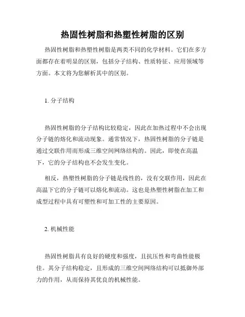 热固性树脂和热塑性树脂的区别