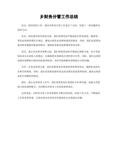 乡财务分管工作总结