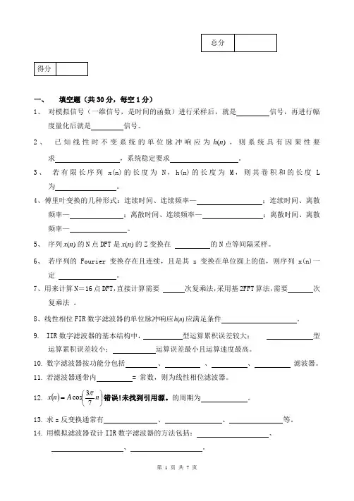 数字信号处理考试试题