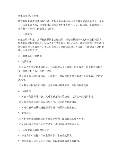贷款审查人工作总结范文