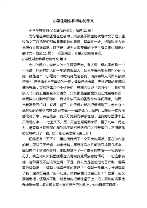 小学生粗心和细心的作文
