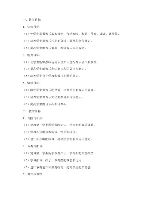 乐理第二学期教学工作计划