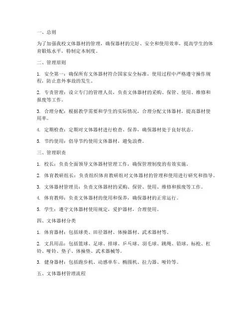 小学文体器材管理制度