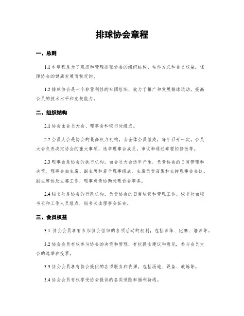 排球协会章程