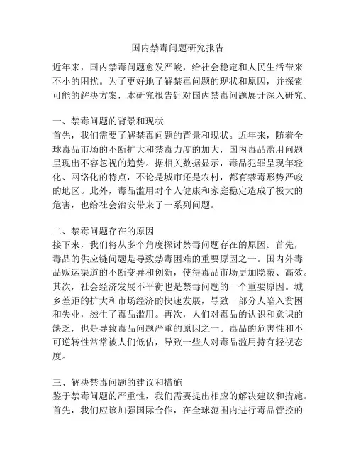 国内禁毒问题研究报告