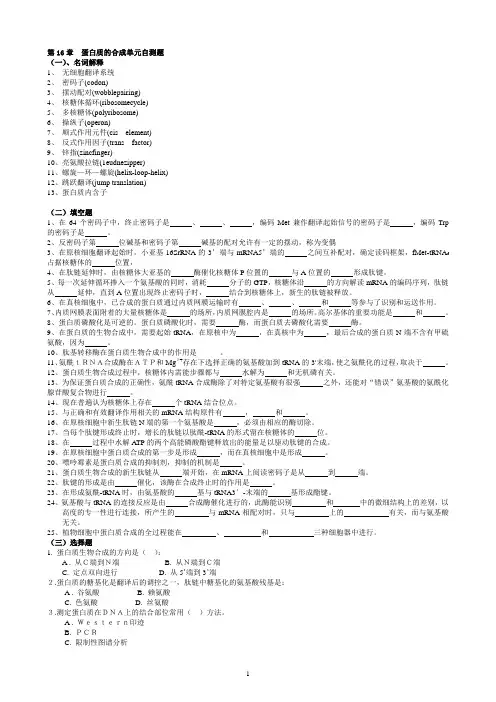 华中农业大学生物化学本科试题库 第16章  蛋白质的合成