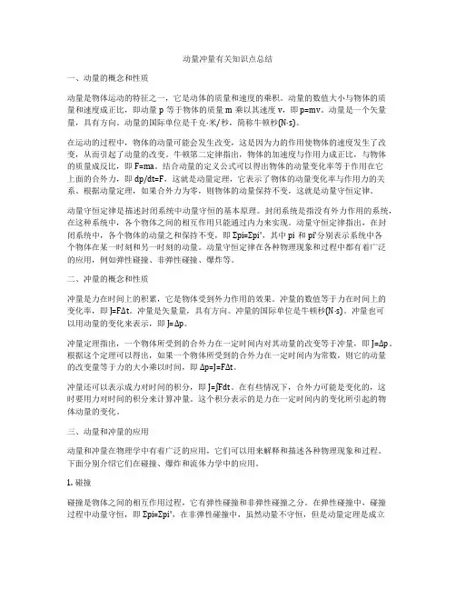动量冲量有关知识点总结