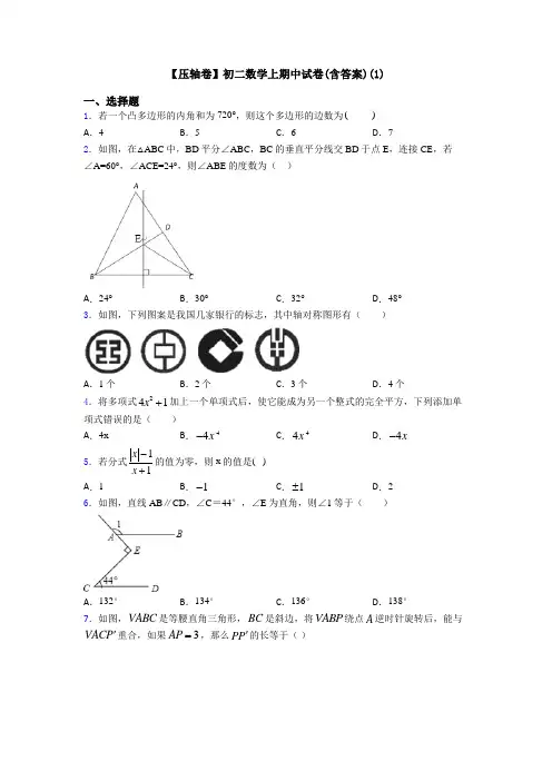 【压轴卷】初二数学上期中试卷(含答案)(1)