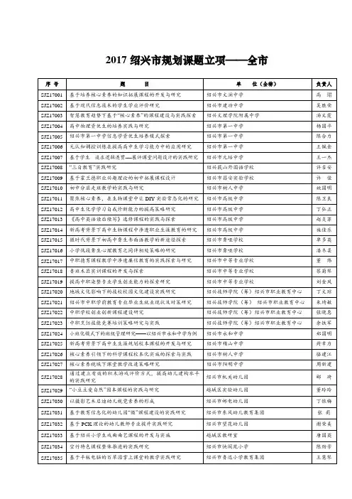 2017绍兴规划课题立项——全