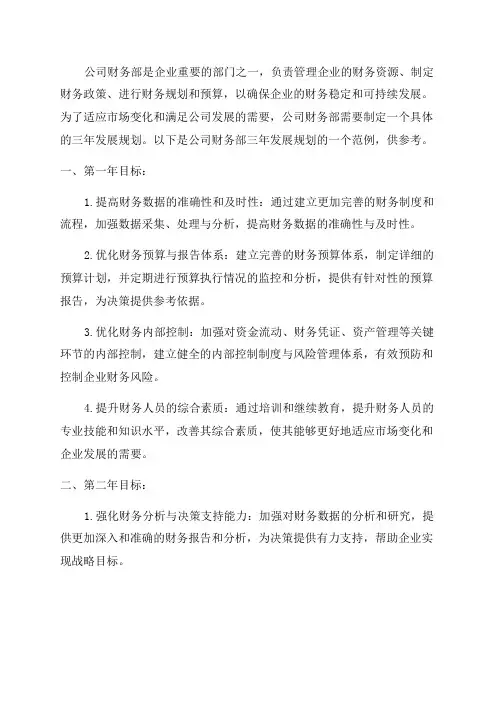公司财务部三年发展规划