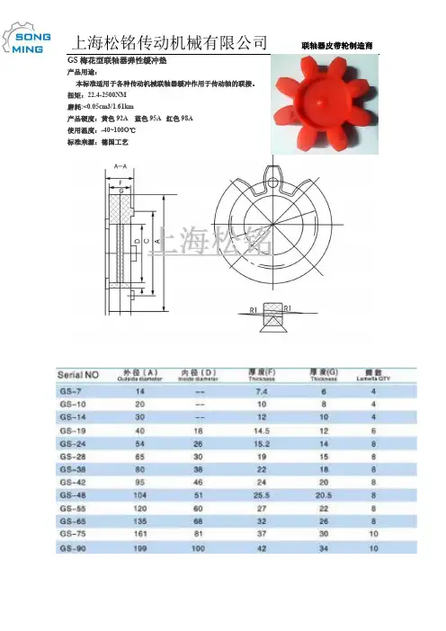 联轴器弹性缓冲垫配件参数表