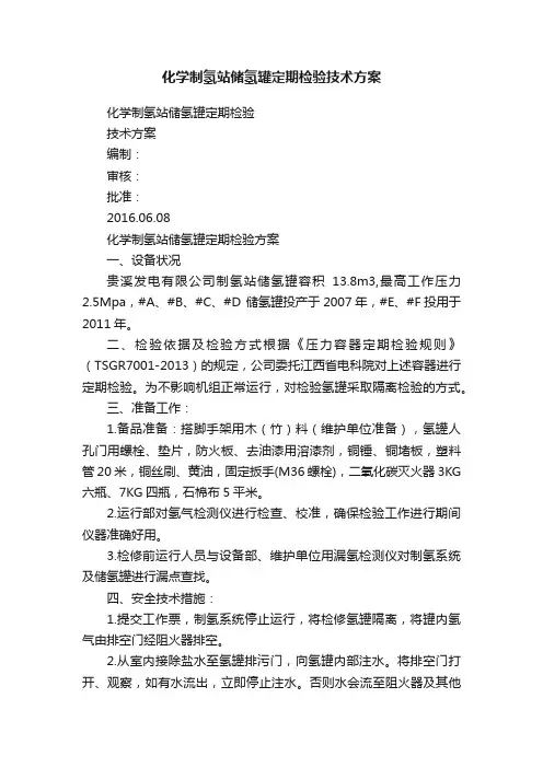 化学制氢站储氢罐定期检验技术方案