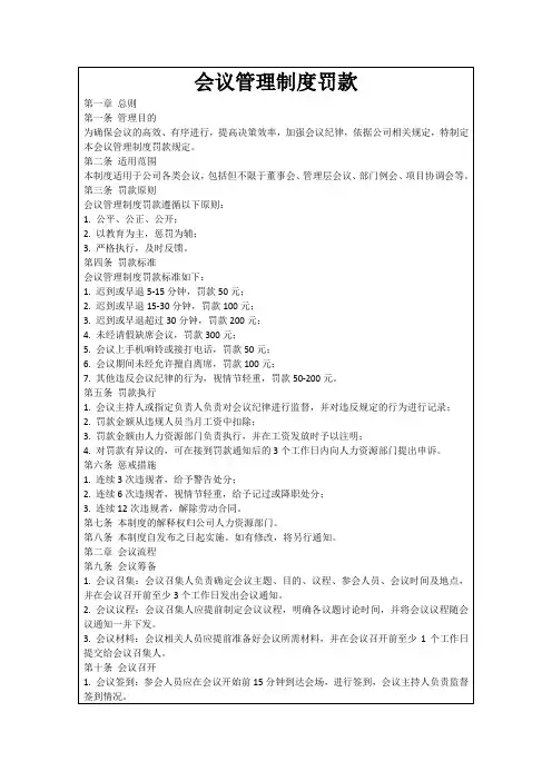 会议管理制度罚款
