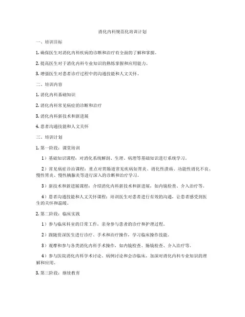 消化内科规范化培训计划