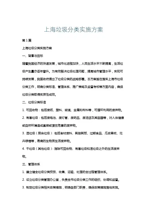 上海垃圾分类实施方案