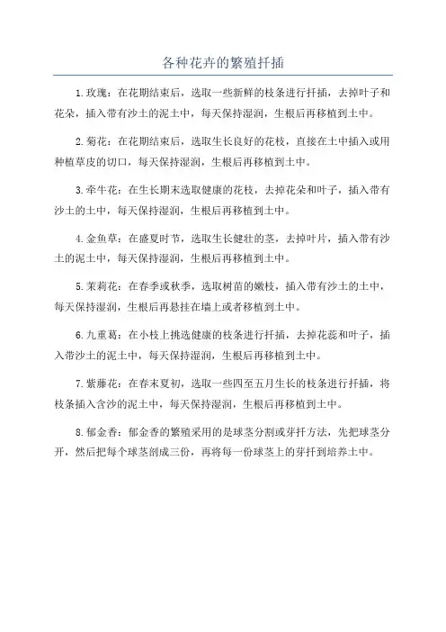 各种花卉的繁殖扦插