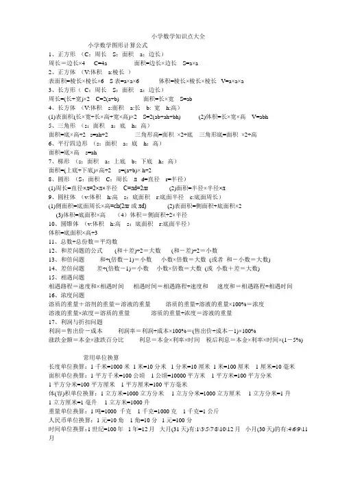 小学数学知识点大全