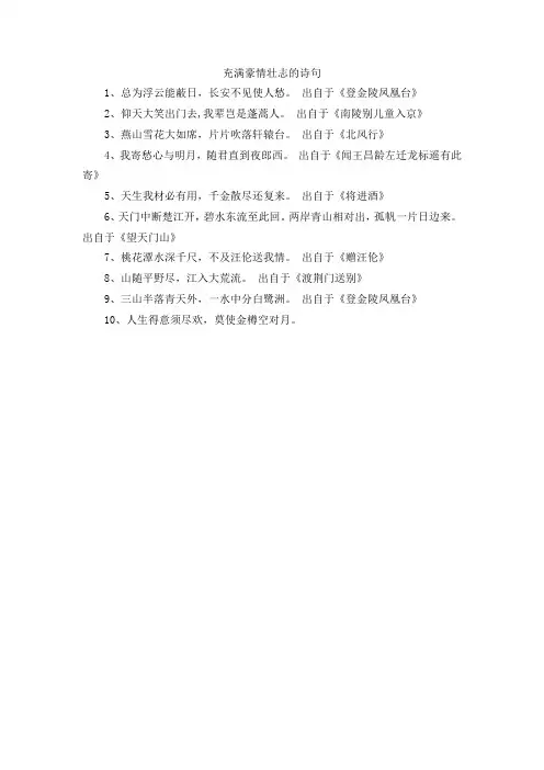 充满豪情壮志的诗句
