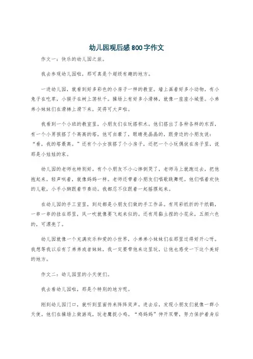 幼儿园观后感800字作文