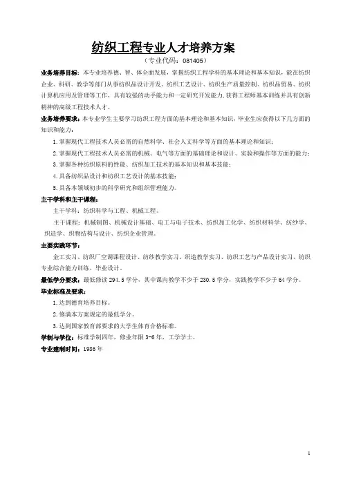 包装工程专业本科人才培养方案
