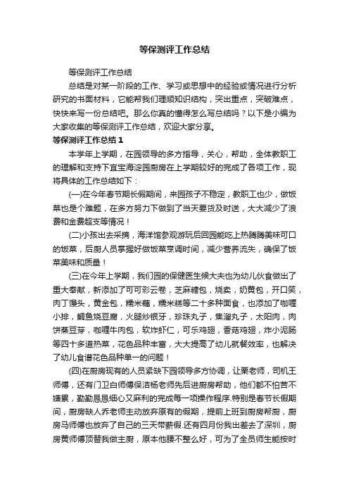 等保测评工作总结