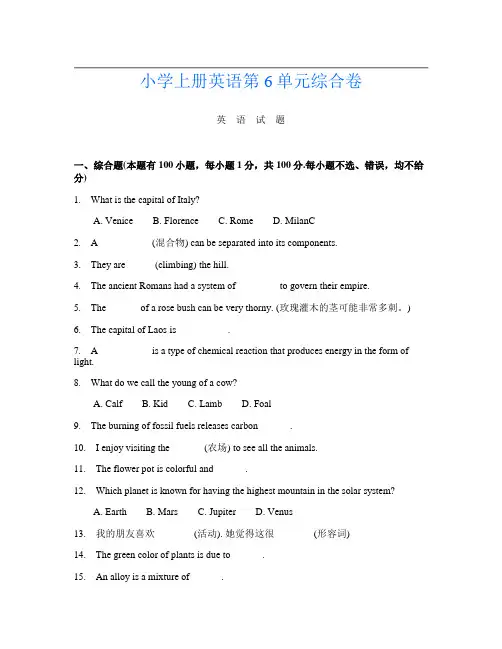 小学上册第13次英语第6单元综合卷