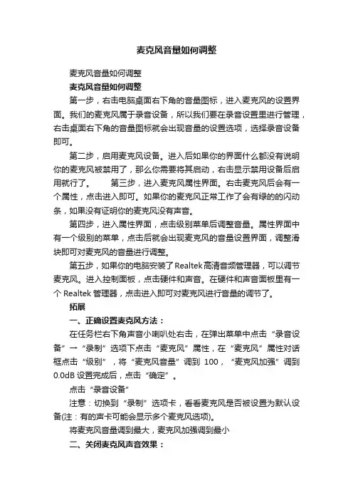 麦克风音量如何调整