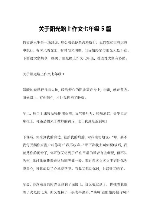 关于阳光路上作文七年级5篇