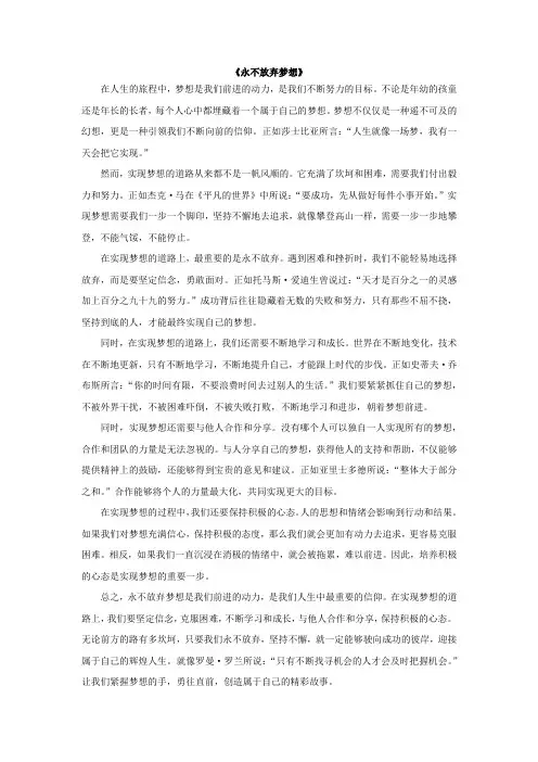 永不放弃梦想