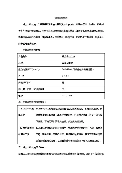 铝合金拉丝油
