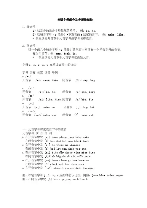 英语音标字母组合发音规律