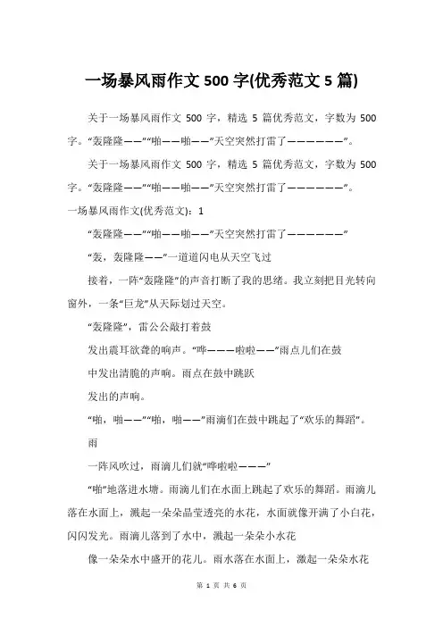 一场暴风雨作文500字(优秀范文5篇)