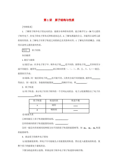 高考化学一轮复习 专题11 第1讲 原子结构与性质学案 新人教版-新人教版高三全册化学学案