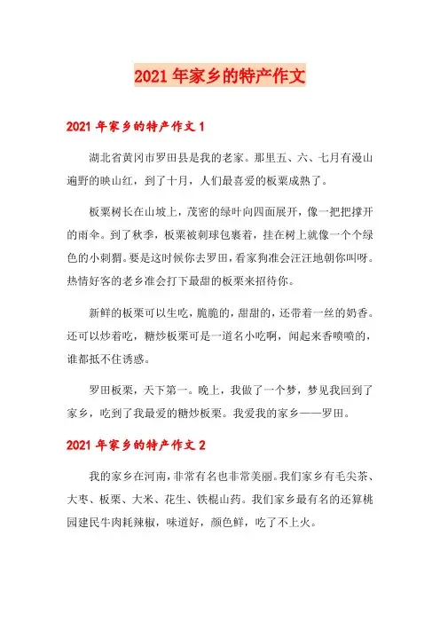 2021年家乡的特产作文