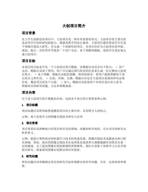 大创项目简介模板