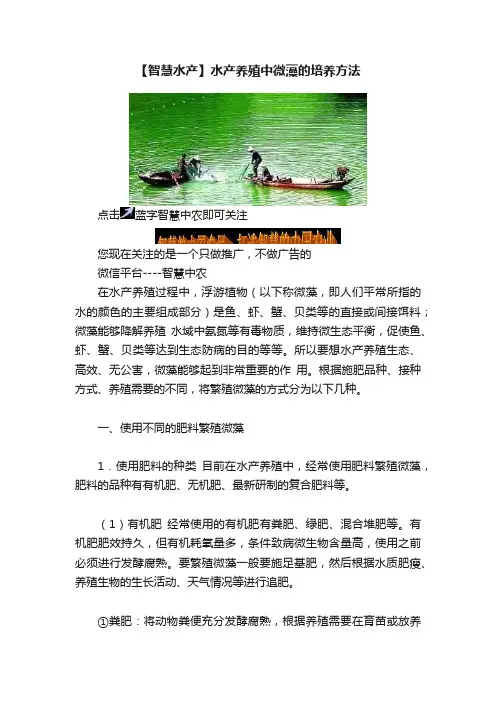 【智慧水产】水产养殖中微藻的培养方法