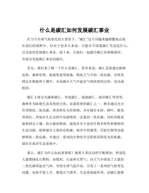 什么是碳汇如何发展碳汇事业
