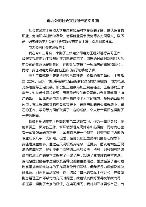 电力公司社会实践报告范文5篇