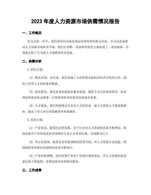 2023年度人力资源市场供需情况报告