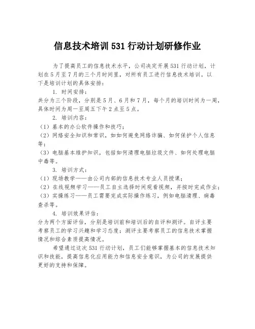 信息技术培训531行动计划研修作业
