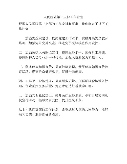 人民医院第三支部工作计划