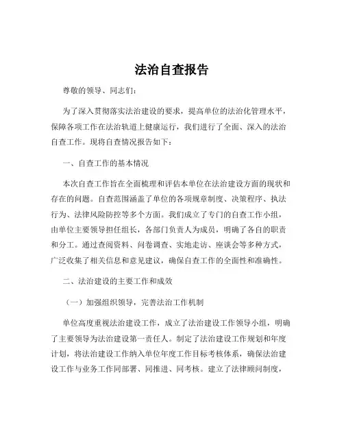 法治自查报告